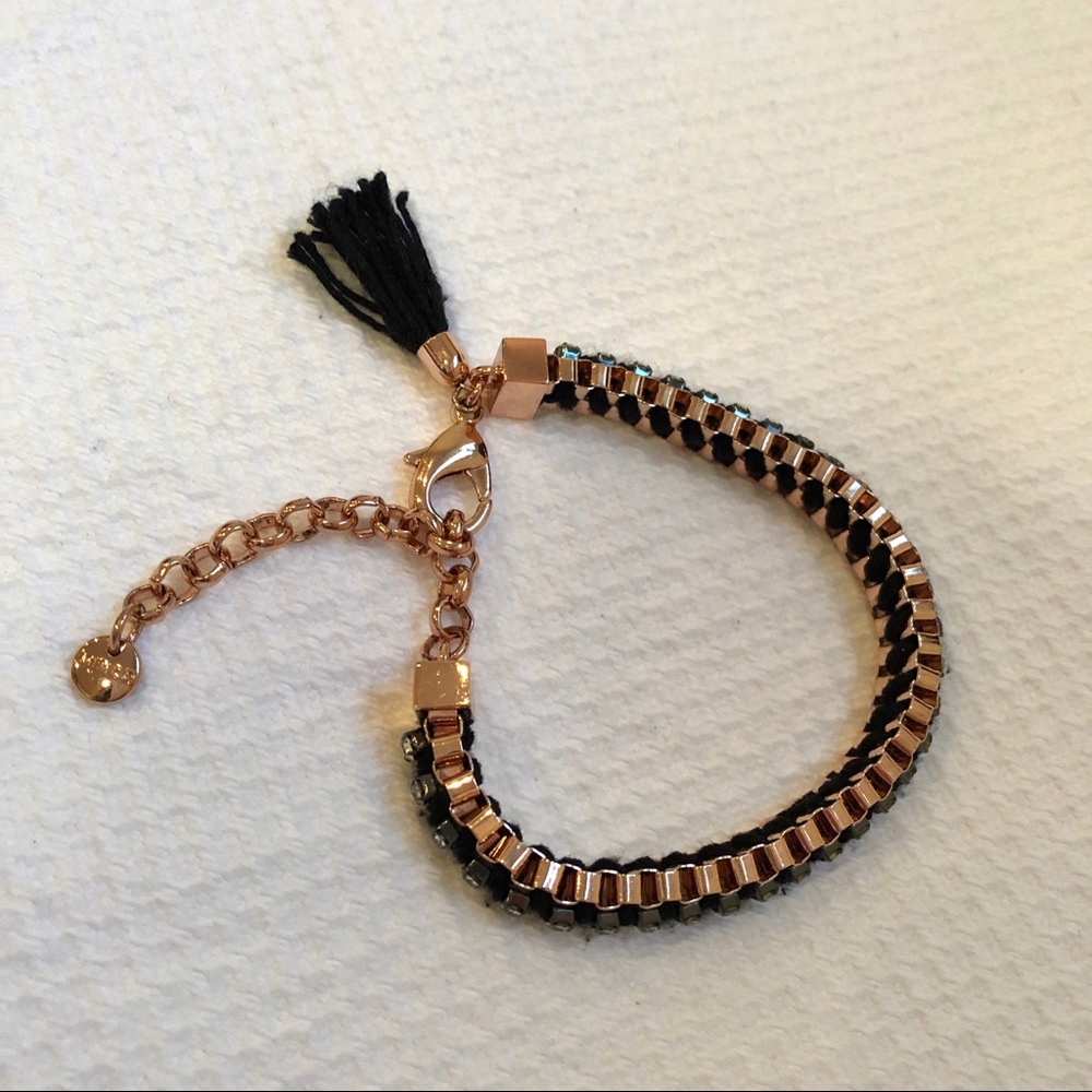Gold + black bracelet with tassel
